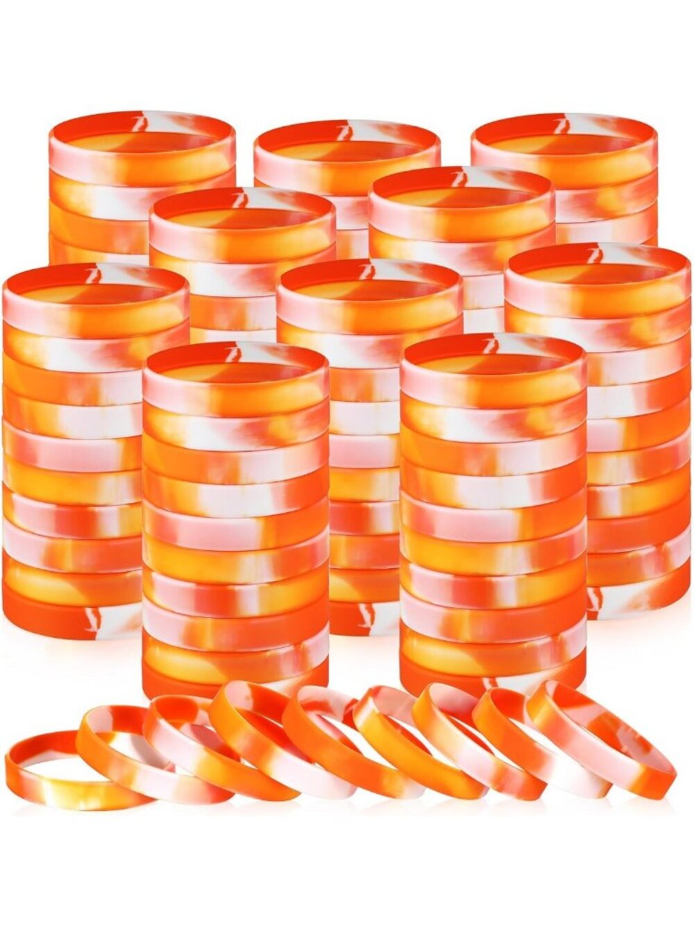 100 Pcs Silicone Wristbands - Rubber Bracelet Bands for Men & Women